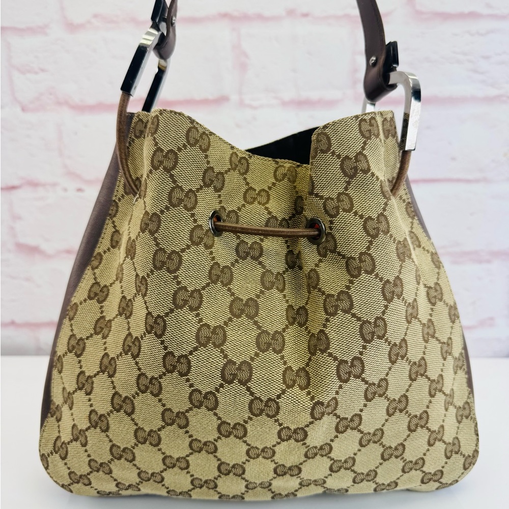 Gucci Vintage Classic GG Monogram Drawstring Shoulder Bag - Picture 3 of 16